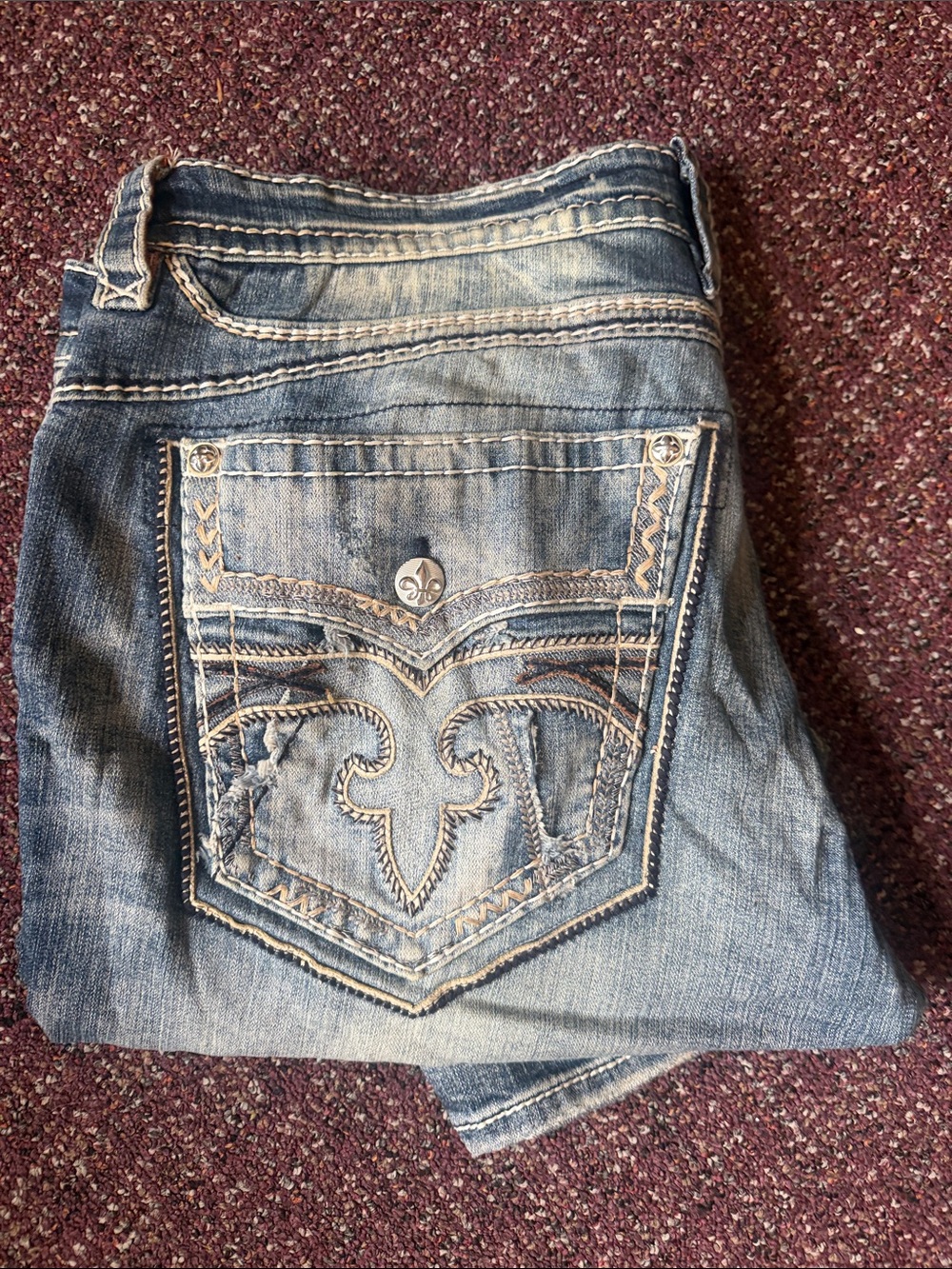 Rock Revival Light Blue Boot Cut Jeans with Embroidered Back Pocket